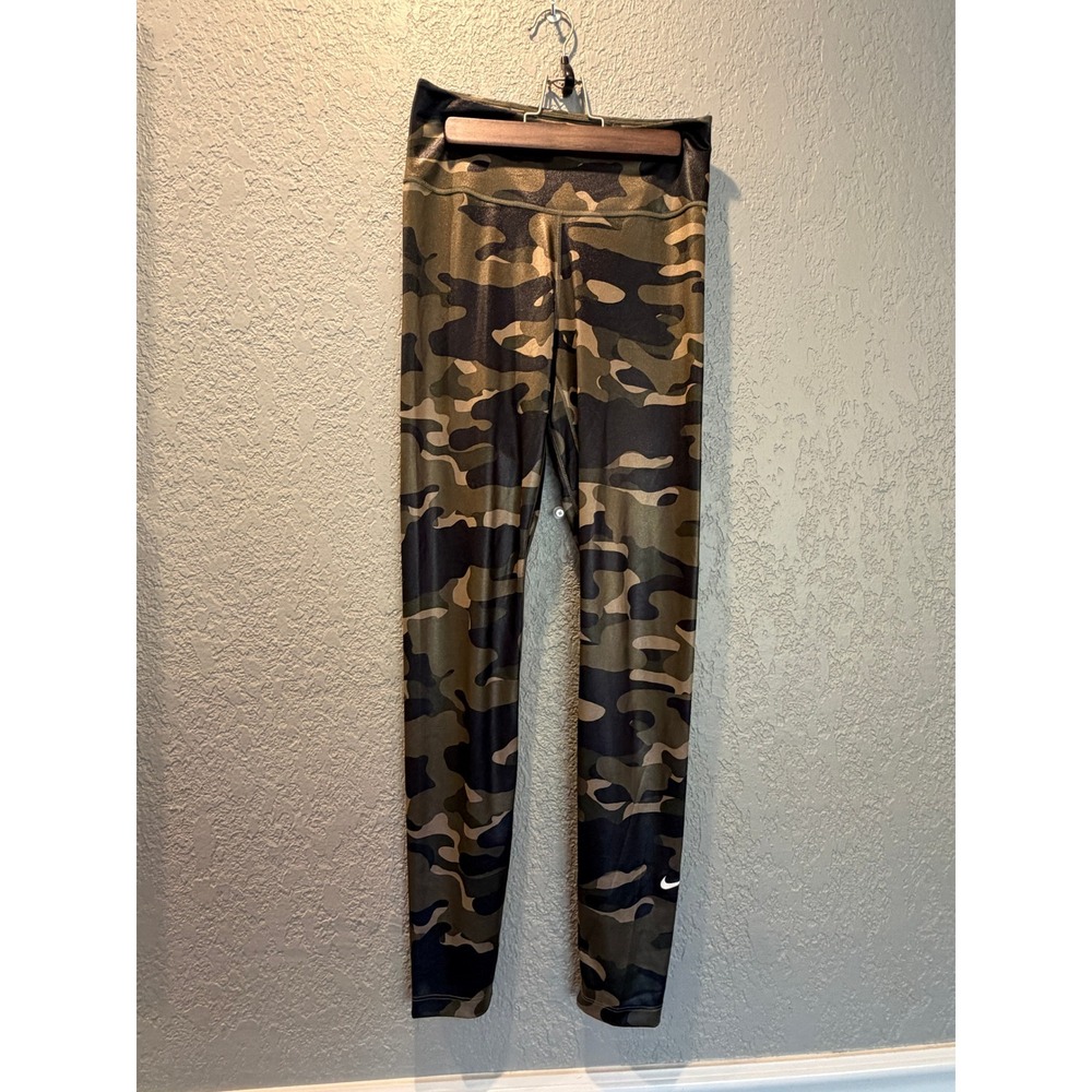 Nike Dri Fit Camo Leggings Pants Womens Size S Green Black Athletic Yoga Workout
